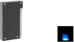 Caseti Flat Flame szúrólángos gyémánt mintás szivaröngyújtó - króm és fekete színű (A-281131)