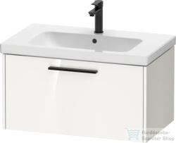 Duravit D-CODE 78, 4x46 cm-es 1 fiókos alsószekrény mosdó és csaptelep nélkül, fekete fogantyúval, fényes fehér DC46670BD220000 (DC46670BD220000)