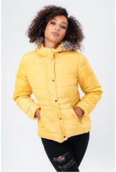 Hype Яке Hype Women's Fur Trim Insulated Compact Fit Short Puffer Jacket - Mustard
