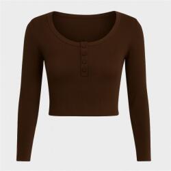 I Saw It First Фланелка с дълъг ръкав I Saw It First Rib Button Front Long Sleeve Top - Chocolate