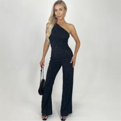 AX Paris Black Sparkle One Shoulder Ruched Top Jumpsuit - Black