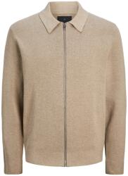 JACK & JONES Men's Stitch Knitted Full-Zip Fleece Fabric - Greige