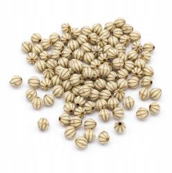 Mixform Akril gyöngyök, Kerek, Arany mintás, Szín: Bézs 7.5x8mm 106db/25g (13WB14333)