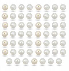 Akril gyöngyök Csillogó, Barázdált, Fehér, 10mm, 25g~50 db (13WB18808)