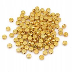 Mixform Műanyag Ccb gyöngyök, Lapos kerek, Betűk, Arany, 7x6mm, 20g~130db (13WB30377)