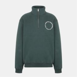 Jack Wills Men's Athletic Cotton Long Sleeve Funnel Neck Oversized Fit 1/4 Zip Fleece - Dark Pine