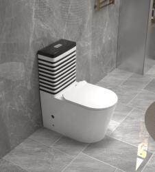  Set vas WC , montare pe podea, Rimless, evacuare laterala, finisaj alb negru , 68 A 37 A 80 cm - T2126WB (C1409)