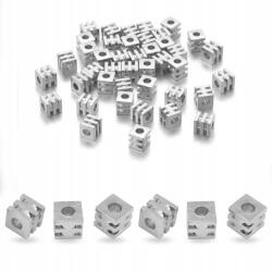 MIXFORM Gyöngy távtartó, sárgaréz, kocka, platina, 4x4x4mm, 50 db (13WB26668)