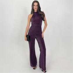 AX Paris Sparkle Halter Neck Draped Waist Jumpsuit - Plum