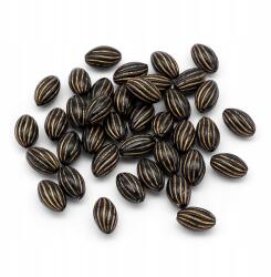 Mixform Akril gyöngyök, Ovális, Arany mintás, Fekete 5.5-28x6-20x3-11mm 36db/25g (13WB14402)