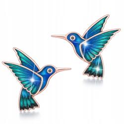 Larezo Fülbevaló Aranyozott Kék Kolibri Madarak Kolibri stift Ezüst 925 (kolczyki zielone rajski emalia rajski ptak)