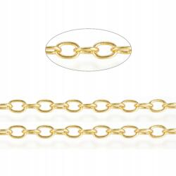 MIXFORM Lánc sárgaréz, Forrasztott, Tartós bevonat, 18K aranyozott, 5x3.5mm, 1m (13WB29285)