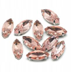 MIXFORM Varrható strasszok kosárban, Üveg és sárgaréz, Lószem 15x7mm, 10db