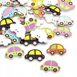 MIXFORM Fa gombok, Festett, Autó, Színkeverék, 25x16mm, 10db (14WB9615)