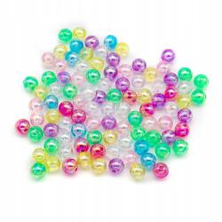 Mixform Akril gyöngyök, Átlátszó, Kerek, Szivárvány, Mix, 8mm, 25g~90db (13WB30220)