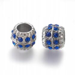 Mixform Moduláris fém gyöngyök cirkóniákkal, platina és zafír 14? 12mm, 5db (5WB6703)