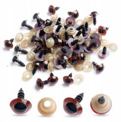 MIXFORM Biztonsági szemek kapcsokkal, játékokhoz, műanyag, barna, 10mm, 50 pár (13WB32077)