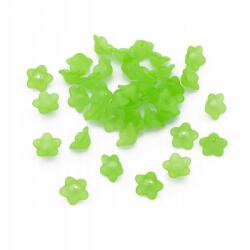 Mixform Akril gyöngyök, matt, átlátszó, virág, zöld 13x7mm 90db/25g (13WB23934)