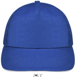 SOL'S Uniszex tépőzáras 5 paneles pamut baseball sapka, SOL'S SO88110, Royal Blue/White-U (so88110ro-wh-u)