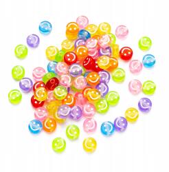 Mixform Akril gyöngyök, Átlátszó, Kerek, Smile, Mix, 10x5mm, 25g~70db (13WB28626)