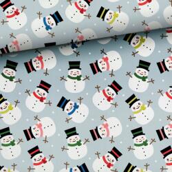 Mcolors Hurok hurkolt anyag, hóemberekkel, 250g/m2, 170cm széles, 95% pamut (2672)