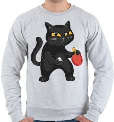 printfashion Ping pongos macska - Férfi pulóver - Sport szürke (17824232)