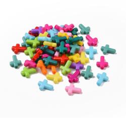 Mixform Akril gyöngyök, Átlátszatlan, Kereszt, Mix, 16x12x4.5mm, 25g~58db (13WB30784)