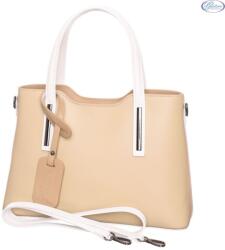  Bézs-fehér bőr női táska