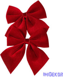 Bordázott bársony masni készlet, 12 x 13cm, 2db. - Piros