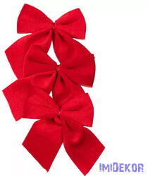 Elegáns bársony masni készlet, 9 x 10cm, 3db. - Piros