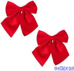 Elegáns bársony masni készlet, 12 x 13cm, 2db. - Piros