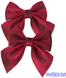 Csíkos bársony masni, 12 x 13cm, 2db. - Bordó