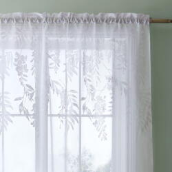 Catherine Lansfield Fehér átlátszó függöny 183x140 cm Wisteria Floral - Catherine Lansfield