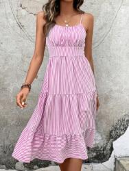 Shein FC55103 Shein Rózsaszín Csíkos MIDI Ruha (44) M