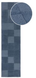 Flair Rugs Sötétkék kézi szövésű gyapjú futószőnyeg 60x230 cm Checkerboard - Flair Rugs