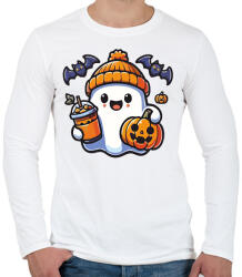 printfashion Cuki halloween szellem - Férfi hosszú ujjú póló - Fehér (17757469)