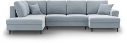 Cosmopolitan Design Világoskék bársony kinyitható tárolóhelyes sarokkanapé (bal oldali-U alakú) Kyoto - Cosmopolitan Design