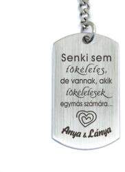 R.M. ékszer Senki sem tökéletes - Anya & Lánya gravírozott acél kulcstartó (13221-RM-D)