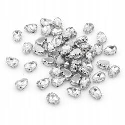 MIXFORM Varrható strasszok kosárban, üveg és sárgaréz, színtelen, 10x7mm, 50db (13WB25566)