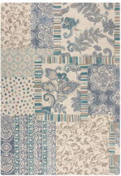 Flair Rugs Kék-bézs kézi szövésű gyapjú szőnyeg 120x170 cm Eloise Patchwork - Flair Rugs