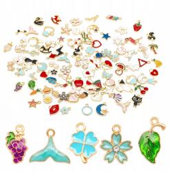 MIXFORM Medál szett, Ötvözet és zománc, Mix, 8-26x4-22x1-3mm, 100db/szett (13WB28136)