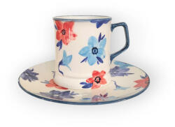 BögreManufaktúra Kék virágos bögre és reggeliző tányér