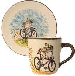 BögreManufaktúra Biciklis lány bögre és reggeliző tányér