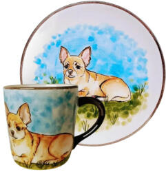 BögreManufaktúra Csivava kutyás bögre és reggeliző tányér