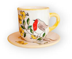 BögreManufaktúra Tavaszi madárkás kávés bögre és kistányér