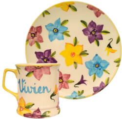 BögreManufaktúra Feliratos neves nebáncsvirág bögre és reggeliző tányér