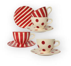 BögreManufaktúra Négyszemélyes piros reggeliző szett vegyes