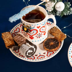 BögreManufaktúra Skandináv Szívek Bögre Tányérral