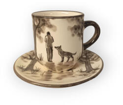 BögreManufaktúra Vicces kutyás fiúval kávés bögre és tányér VK029