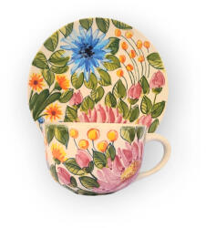 BögreManufaktúra Virágos jumbo bögre és reggeliző tányér FL002 - mezei virágok
